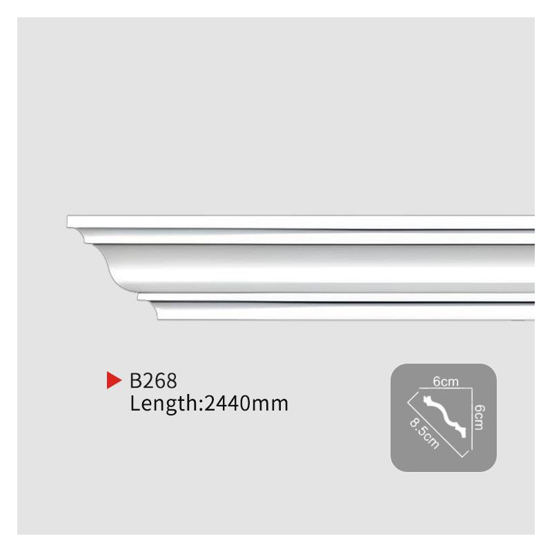 AB268 EverWall Polyurethane Smooth Plain Crown Molding for Hotel Ceiling Decor