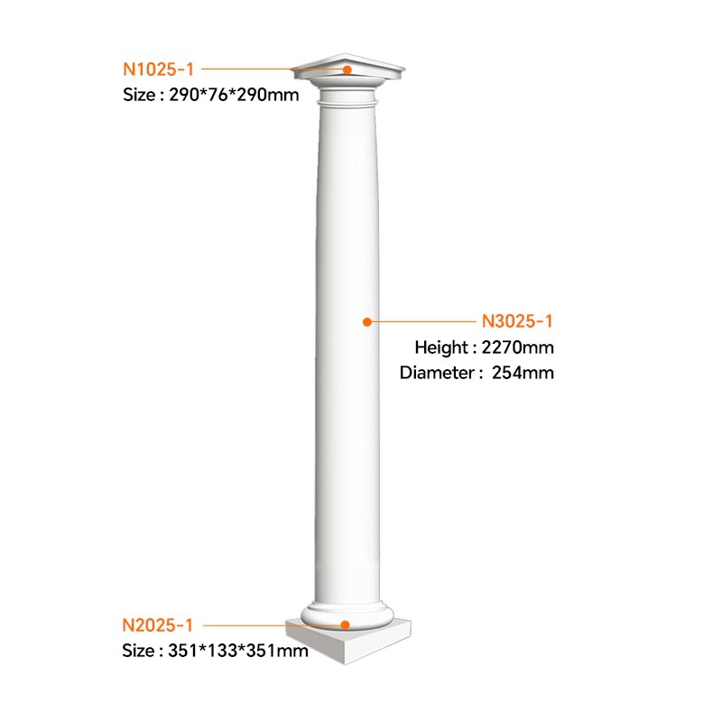 N3025-1 Polyurethane Roman Columns for Interior Decoration | EVERWALL