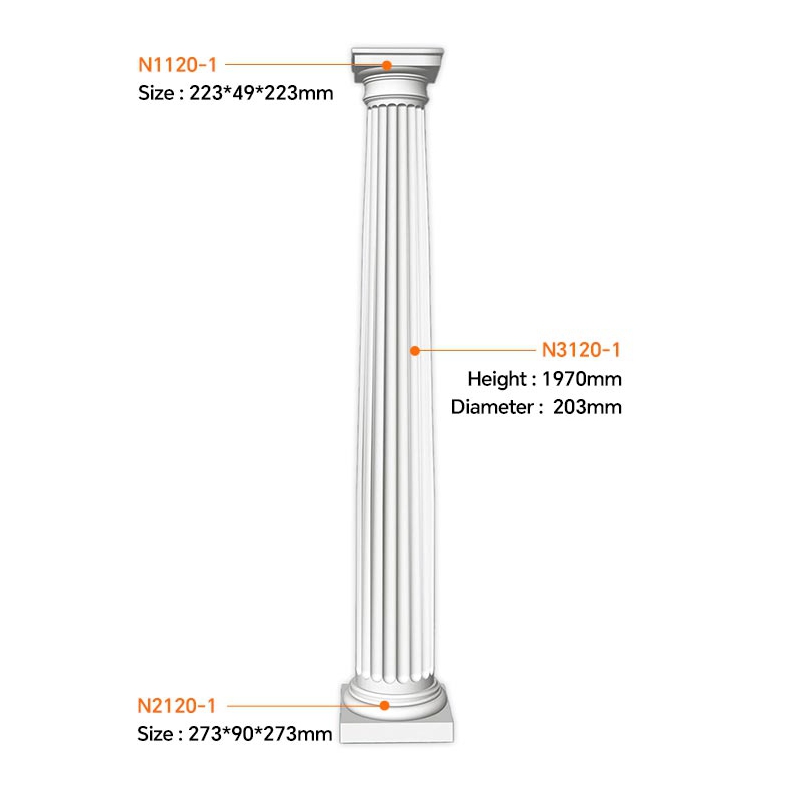 N3120-1 PU Roman Columns for Commercial Interior Design | EVERWALL