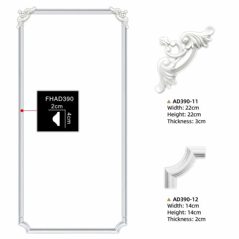 AD390-11 Polyurethane European Decorative Corner Applique for Ceiling Decoration