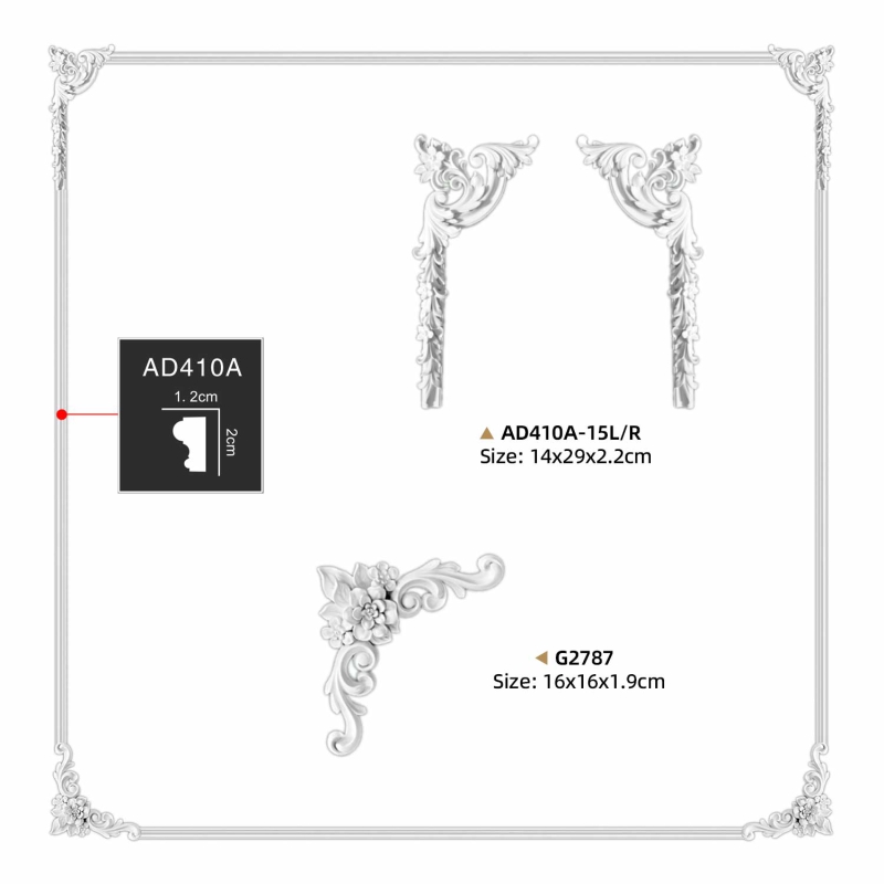 G2787 Polyurethane European Style Corner Applique for Ceiling Molding Decoration